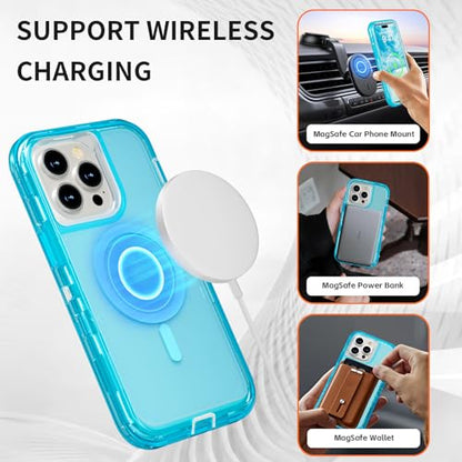 Follaroma Magnetic for iPhone 14 Pro Max Case, Heavy Duty Cases, Blue, 6.7" | Compatible with MagSafe, Heavy Duty Shock proof Protection, Military-Grade Anti-Drop, Dual Layer Transparent Protective Cover - color: Blue, size: iPhone 14 Pro Max 6.7''
