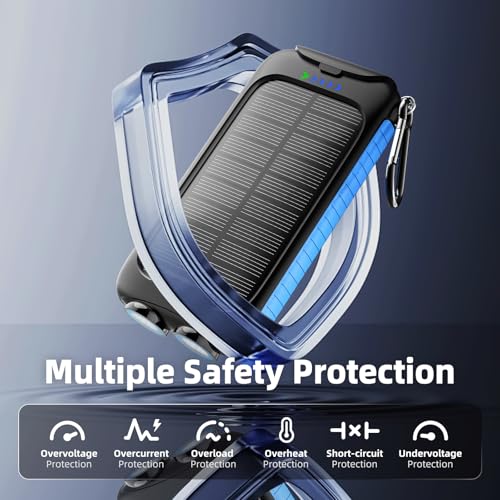 Nuynix Solar Power Bank 49800mAh, 15W Fast Charging with LED Flashlight - color: Blue