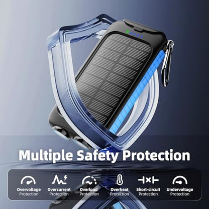 Nuynix Solar Power Bank 49800mAh, 15W Fast Charging with LED Flashlight - color: Blue