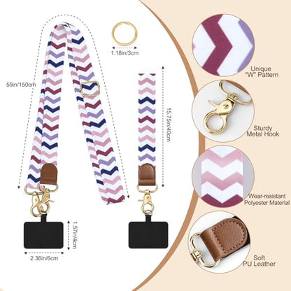 TiMOVO Phone Lanyard Crossbody Wrist Strap, Adjustable Anti-Theft Phone Strap for All Phone Case, lanyard for Women and Men - color: W Stripe