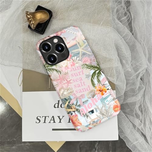 Case for iPhone 15 Pro, Cute Phone Case, Aloha Summer Collage | Hybrid 2-Layer Phone Cover，Military-Grade Protection Durable Shockproof Anti-Scratch Cases - color: Pink Aloha Summer Collage, size: Iphone 15 Pro