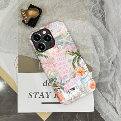 Case for iPhone 15 Pro, Cute Phone Case, Aloha Summer Collage | Hybrid 2-Layer Phone Cover，Military-Grade Protection Durable Shockproof Anti-Scratch Cases - color: Pink Aloha Summer Collage, size: Iphone 15 Pro