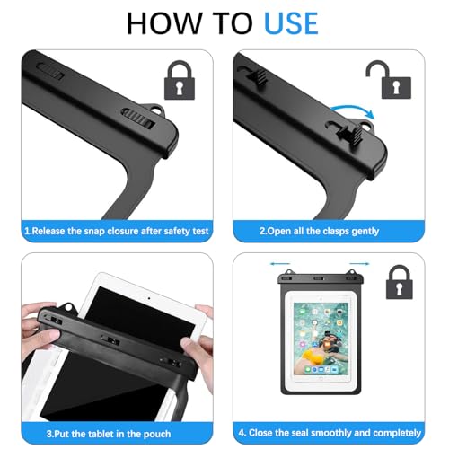 Universal iPad Waterproof Case Dry Bag Pouch for IPad Pro 11" iPad Pro 10.5" IPad 11th/10th/9th/8th iPad Air 6/5/4 10.9" New iPad 9.7 Galaxy Tab S10/S9/S8 S10/S9 FE Galaxy Tab A8/A9+/S6 Lite - size: 11inch