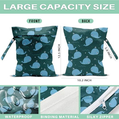Bohemia Wet Dry Bags for Diaper Waterproof Swimsuit Washable Reusable Bag for Beach Diapers Dirty Yoga Gym Clothes Plant Gifts for Men Baby Friend Women - color: Fish3