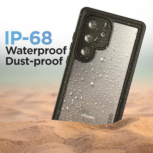 Encased Waterproof Belt Case Designed for Samsung Galaxy S24 Ultra - Full Body Protective Case with Screen Protector Built-in with Holster Clip (Clear/Black) - size: S24 Ultra