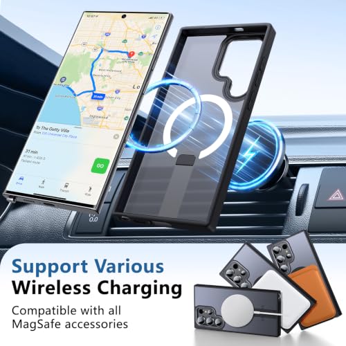 for S23-Ultra Case, Compatible with MagSafe, Durable Stand, Black - color: Black, size: Galaxy S23 Ultra 6.8"
