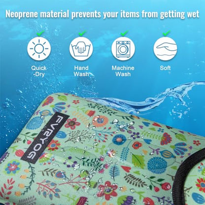 Neoprene Phone Sleeve Pouch Case Bag for Men Women w/Crossbody Strap/Neck Lanyard for iPhone 17/16/15/14 Pro Max, Samsung S25，Pixel 10 - color: Green Flower Cell Phone Sleeves