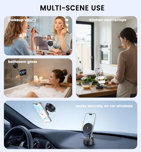 Upgraded 15W Magnetic Car Charger, Dashboard Phone Holders for iPhone 12-17