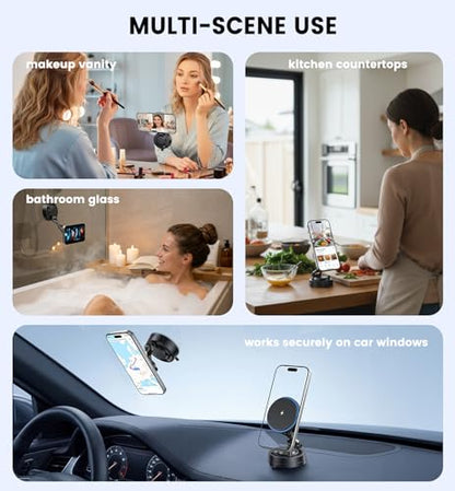 Upgraded 15W Magnetic Car Charger, Dashboard Phone Holders for iPhone 12-17