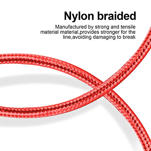USB to Lightning Cable, 5 Pack iPhone Charger Fast Charging Cord (Red) - color: Red, style: USB-A to L