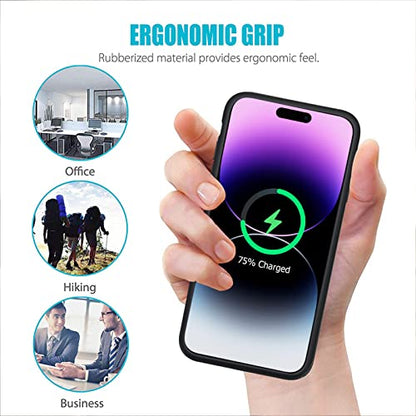 Battery Case for iPhone 14 Pro Max, 12000mAh High Capacity Smart Portable Charger Case Rechargeable Battery Pack Charging Case with Wireless Charging Compatible with iPhone 14 Pro Max (6.7 inch)-Black - size: iPhone 14 Pro Max