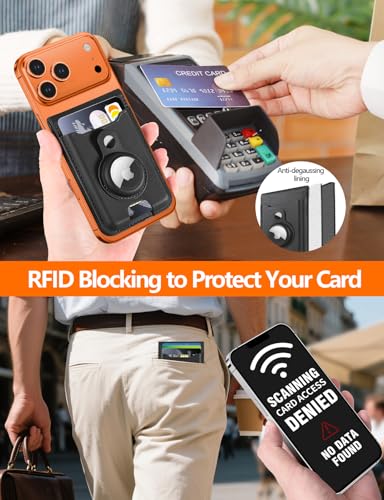 for MagSafe Wallet Stand with AirTag Holder, 6-Cards Holder, RFID Blocking