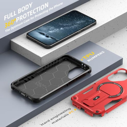 for Galaxy A37/A36-5G Case Military-Grade Dropproof Phone/Invisible Kickstand with MagSafe/HD Screen Protector, Protective Magnetic Phone Cover for Samsung Galaxy A37 4G/5G&A36 5G (Red) - color: Red