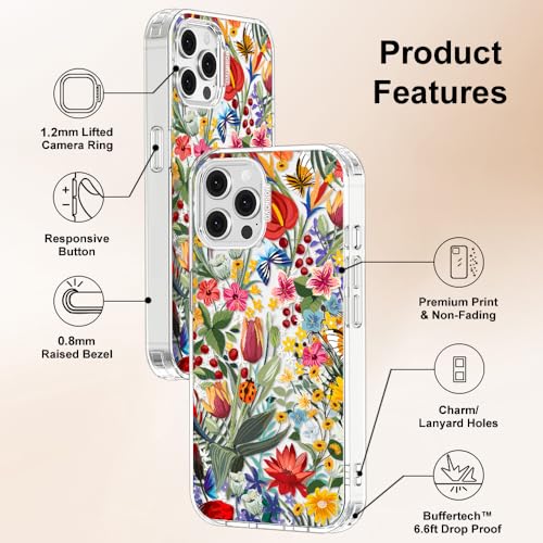 MOSNOVO Case for iPhone 12 & iPhone 12 Pro, [Buffertech 6.6ft Military-Grade Drop Protection] [Anti Peel Off Tech] Clear TPU Bumper Phone Case Cover Design - in The Garden - color: Clear - In The Garden, size: iPhone 12 / iPhone 12 Pro