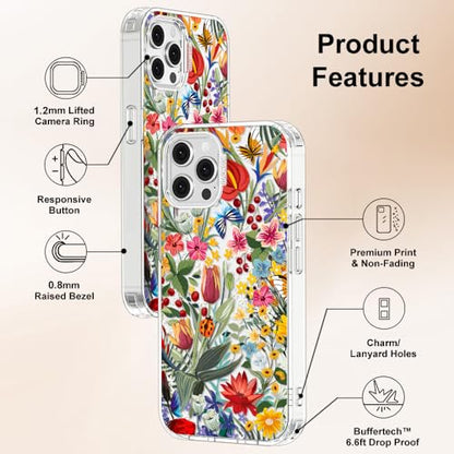 MOSNOVO Case for iPhone 12 & iPhone 12 Pro, [Buffertech 6.6ft Military-Grade Drop Protection] [Anti Peel Off Tech] Clear TPU Bumper Phone Case Cover Design - in The Garden - color: Clear - In The Garden, size: iPhone 12 / iPhone 12 Pro