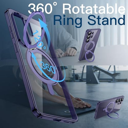 JETech Rotatable Ring Stand Case for Samsung Galaxy S26 Ultra, Heron Purple | Compatible with MagSafe, Clear Back, Stand & Ring Holder, Shockproof Protection - color: Heron Purple, size: Galaxy S26 Ultra