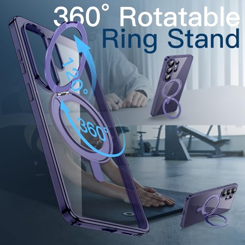 JETech Rotatable Ring Stand Case for Samsung Galaxy S26 Ultra, Heron Purple | Compatible with MagSafe, Clear Back, Stand & Ring Holder, Shockproof Protection - color: Heron Purple, size: Galaxy S26 Ultra