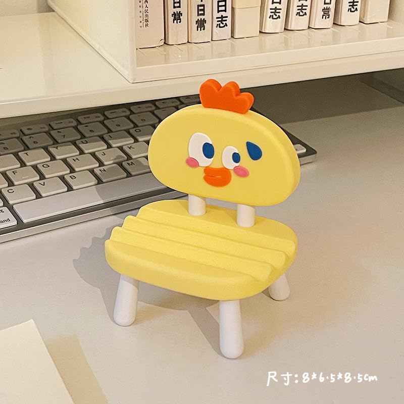 Super Cute Funny Face Animal Chair Cell Phone Stand, Adjustable Mobile Phone Support‌ Holder‌ Cellphone Mount‌ for Desk, Compatible with Phone 17 16 15 14 13, Smartphone Pad Tablet-Yellow Chicken - color: Yellow Chicken