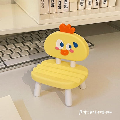 Super Cute Funny Face Animal Chair Cell Phone Stand, Adjustable Mobile Phone Support‌ Holder‌ Cellphone Mount‌ for Desk, Compatible with Phone 17 16 15 14 13, Smartphone Pad Tablet-Yellow Chicken - color: Yellow Chicken