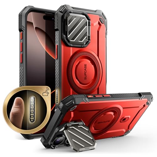 SUPCASE for iPhone 16 Pro Max Case (6.9 inch) with Camera Cover Stand,Ruddy | Compatible with MagSafe, Camera Control Button, Military-Grade Drop Protection, Heavy Duty Rugged Magnetic Case, UB Mag XT - color: Ruddy