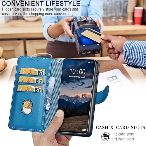for Samsung Galaxy S10 Wallet case, Blue-Butterfly | 3 Card Holders, Kickstand, Shockproof TPU Shell, PU Leather, Magnetic Closure, Protective Flip Folio Cover, Women - color: 8