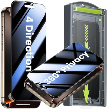 WSKEN for iPhone 16 Pro Max Privacy Screen Protector - 4 Way 360 Anti Spy