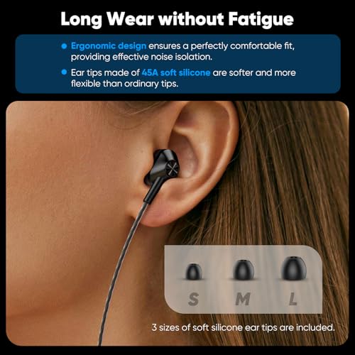 USB-C Wired In-Ear Earbuds with Mic, Dual Driver for Hi-Fi Stereo Sound