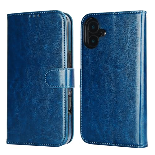 Bocasal Detachable Wallet Case Card Holder for iPhone 16 Plus, Blue | RFID Blocking Kickstand Card Slots Holder PU Leather Magnetic Shockproof Wrist Strap Removable Flip Protective Cover 6.7 inch - color: Blue