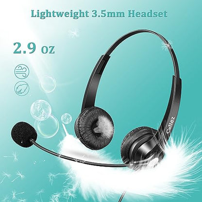 Callez 3.5mm Headset with Microphone Noise Cancelling for Cell Phone PC - color: Gray-Binaural