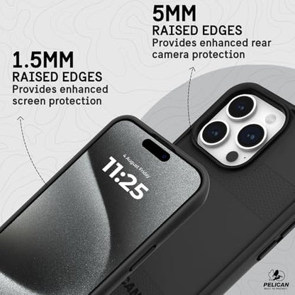 Pelican Protector iPhone 15 Pro Max Case - Rugged MagSafe Phone Case -Black | Magnetic Phone Case w/16ft Military-Grade Drop Protection - Anti-Scratch, Heavy Duty Phone Cover for iPhone 15 Pro Max - color: Protector Black, style: MagSafe