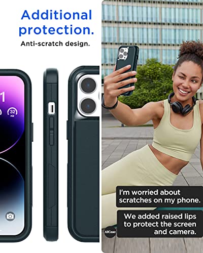 AICase for iPhone 14 Pro Max Case(6.7") Case,Heavy Duty 3-Layer Rugged Pocket-Friendly Phone Cover,Durable Military Grade Protection Shockproof/Drop Proof/Dust-Proof Protective for iPhone 14 Pro Max - color: Dark Green