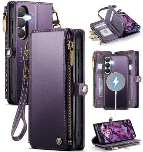 Defencase for Galaxy S26 Case Wallet Compatible with Magsafe 6.3", Purple | Magnetic Detachable, with RFID Bolcking Card Holder, Zipper Strap, PU Leather Drop-Proof Phone Cover for Samsung Galaxy S26 - color: (Detachable with Magsafe)-Purple