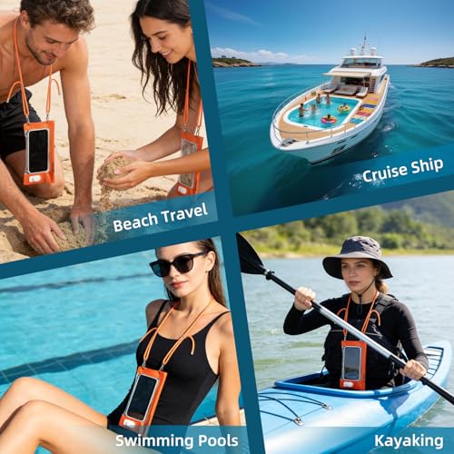 Vacuum Waterproof Phone Pouch - IPX8 Professional Cell Phone Dry Bag with Lanyard, Essential for Beach & Cruise, Universal Waterproof Case Fits All Smartphones up to 7.7" (1, Brown) - color: Brown