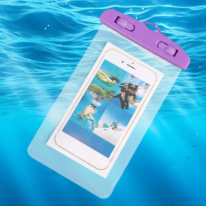 Waterproof Cell Phone Pouch Transparent Touchscreen Phone Holder | Water Play Cellphone Bag for Beach Cruise Vacation Running Camping Swimming Cycling Kayak Diving Travel - color: Purple