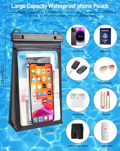 Large Capacity Waterproof Phone Pouch, Floating Dry Bag for iPhone 17 16 13 12 11 Pro Max Galaxy S22 S21 Waterproof Bag Sunscreen Glasses Storage Dry Pouch for Swimming Rafting Boating - color: Black, Extra Large Opening 5.9''