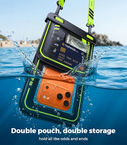 Rorhxia [Enjoy Superior Waterproof Freedom] IP68 Waterproof Phone Pouch Double Space Floating Waterproof Phone Case with Lanyard Dry Bag for iPhone 17 Pro Max 16 15 S26 Travel Beach & Water Adventures