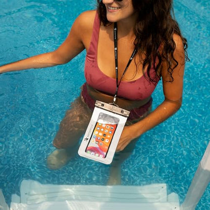 geckobrands Large Phone Dry Bag – IPX8 Waterproof with Lanyard for Submersion Protection – Fits Most iPhone and Samsung Galaxy Models Neon Pink - color: Neon Pink