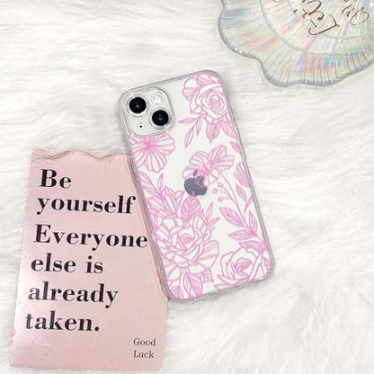 NITITOP Compatible for iPhone 17 Case Cute Clear Floral Flower - Pink | for Girls Women , Girly , Aesthetic , Soft TPU , Full Camera Lens , Protective , Shockproof Phone Cover - color: Pink