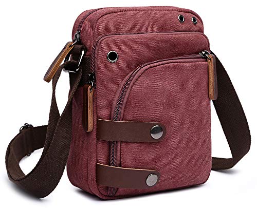 Mini Crossbody Bags for Women and Men - Small Purses and Handbags - Travel Bag - Canvas Shoulder Purse - color: Red