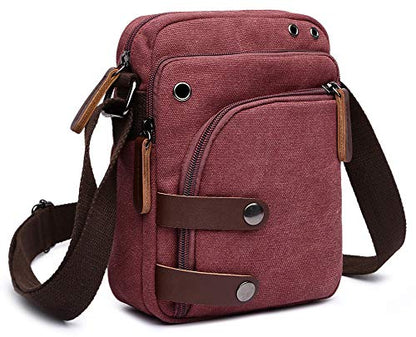 Mini Crossbody Bags for Women and Men - Small Purses and Handbags - Travel Bag - Canvas Shoulder Purse - color: Red