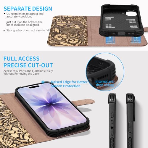 Genuine Leather Wallet Case for iPhone 17 White | 2-in-1 Magnetic Detachable, Flip Folio Cover, Card Slots, RFID Blocking, Shockproof Protection - color: White, size: 17 6.3‘’