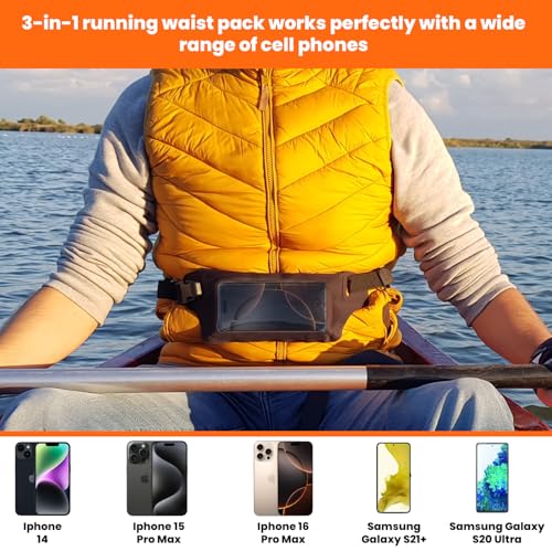 Ultimate Black Waterproof Running & Swimming Belt - Essentials Holder for Gym, Beach, Kayaking, Ski - Fits iPhone, Samsung - Touchscreen IPX8 Dry Waist Bag Pouch - Adventure-Ready Performance - color: Stylish Black