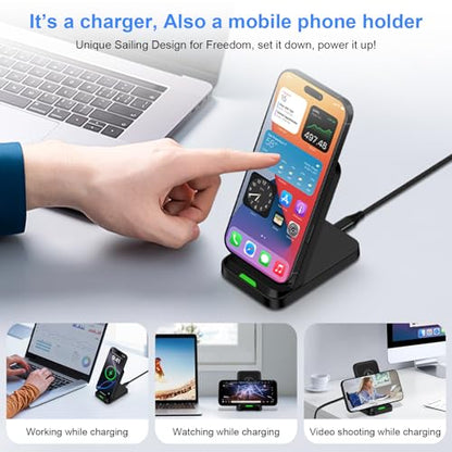 for Google Pixel Wireless Charging Stand for Pixel 11/10 Pro/10 Pro XL/9a - color: 1Pack-Black