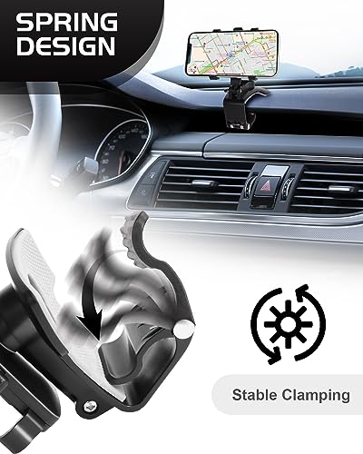 Car Phone Holder Dashboard Phone Mount 360 Degree Rotation Multifunctional Clip Design Car Universal Phone Mount Compatible with 4-7 inch cellphones