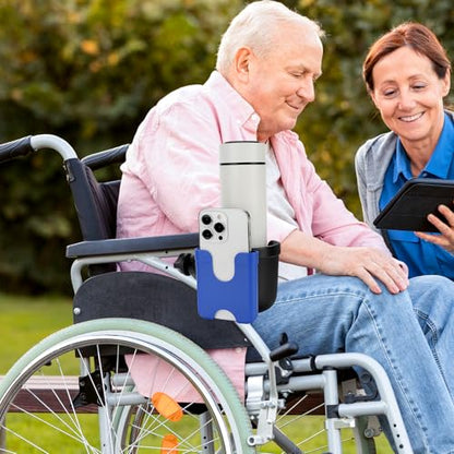Accmor Wheelchair Cup Holder with Phone Holder, ﻿Universal 360° Rotatable Walker Cup Holder Rollator Scooter Accessory - color: Blue