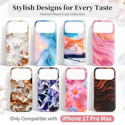 Case Compatible with iPhone 17 Pro Max, 2025 Anti-Yellow Ultra Transparent Soft TPU Phone Case, Shockproof Anti-Slip Slim Lightweight Full Coverage Protective (Flowers 4) - color: Flowers 4