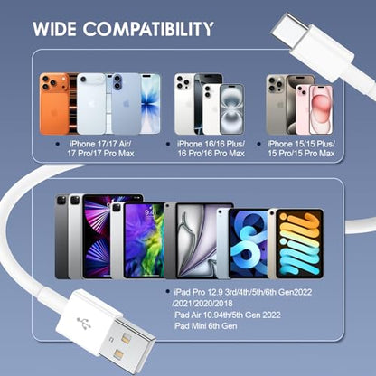 QZIIW 4Pack Apple USB C Fast Charging Cable 3FT for iPhone 17 16 15 Pro max - size: 3FT+3FT+3FT+3FT
