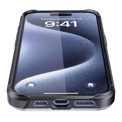 REBEL Clear Case for iPhone 15 Pro [Frosted Series Gen-5] Strong MagSafe Compatible, Grip Sides, Translucent Matte Texture, Protective Shockproof Bumpers, Metal Lens & Buttons, 6.1 Inch Phone 2023 - color: Frosted Black, size: iPhone 15 Pro