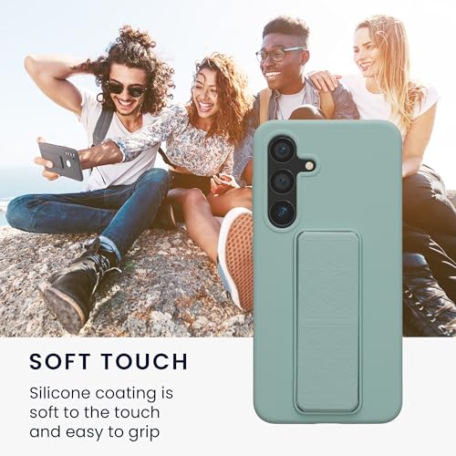kwmobile Case for Samsung Galaxy S24 Case - Soft TPU Cover with Silicone Coating - with Hand Strap and Stand Function - Shockproof - Mint - color: mint, size: Galaxy S24