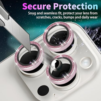 Camera Lens Protector for iPhone 16 Pro/16 Pro Max, Glitter Pink - color: Glitter Pink